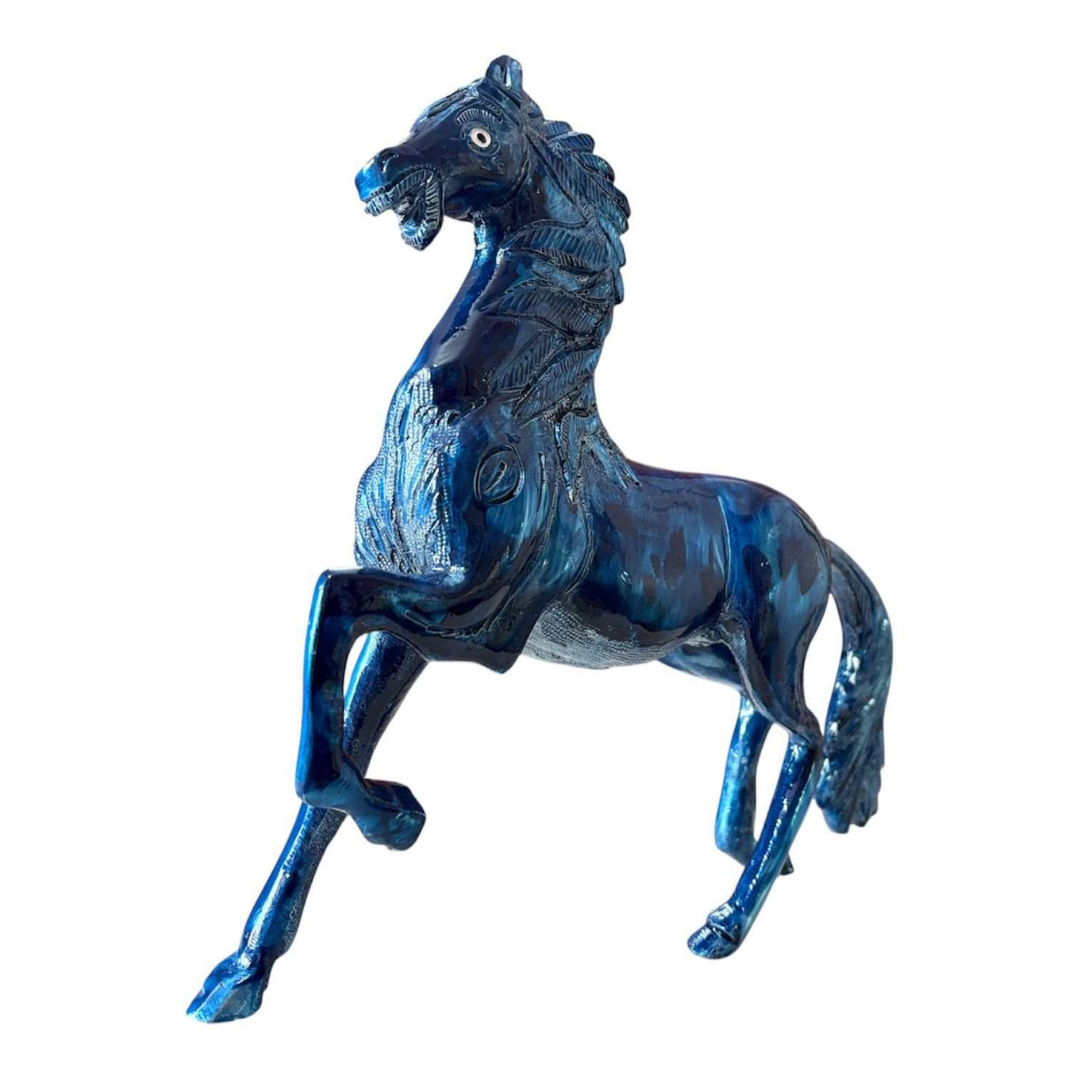 Blue Horse Decorative Showpiece (Aluminium Metal Handicraft)