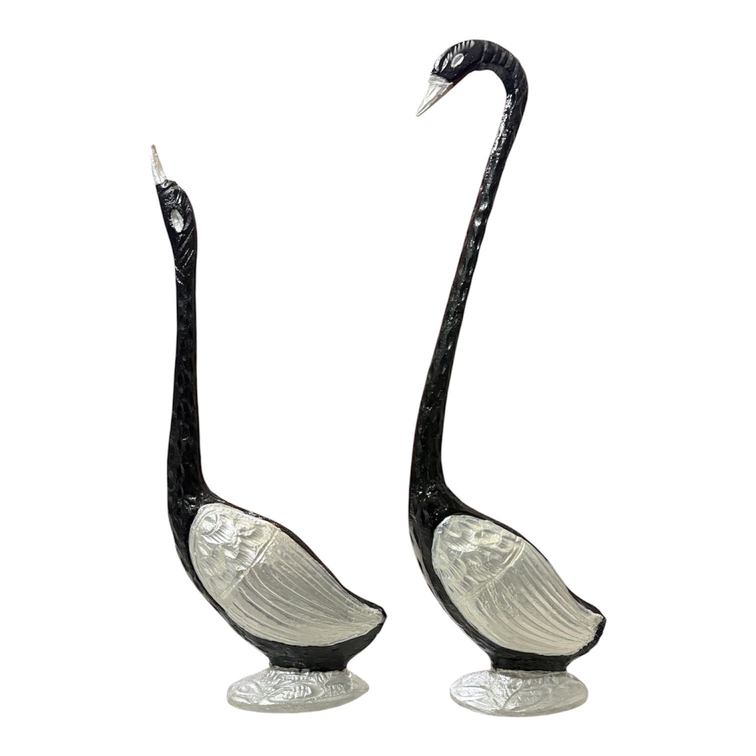 HAND PAINTED CRANE BLACK AND SILVER